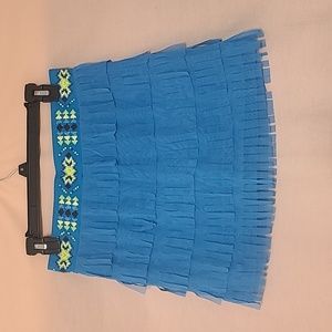 Justice Teal Layered Fringe Tulle Skort